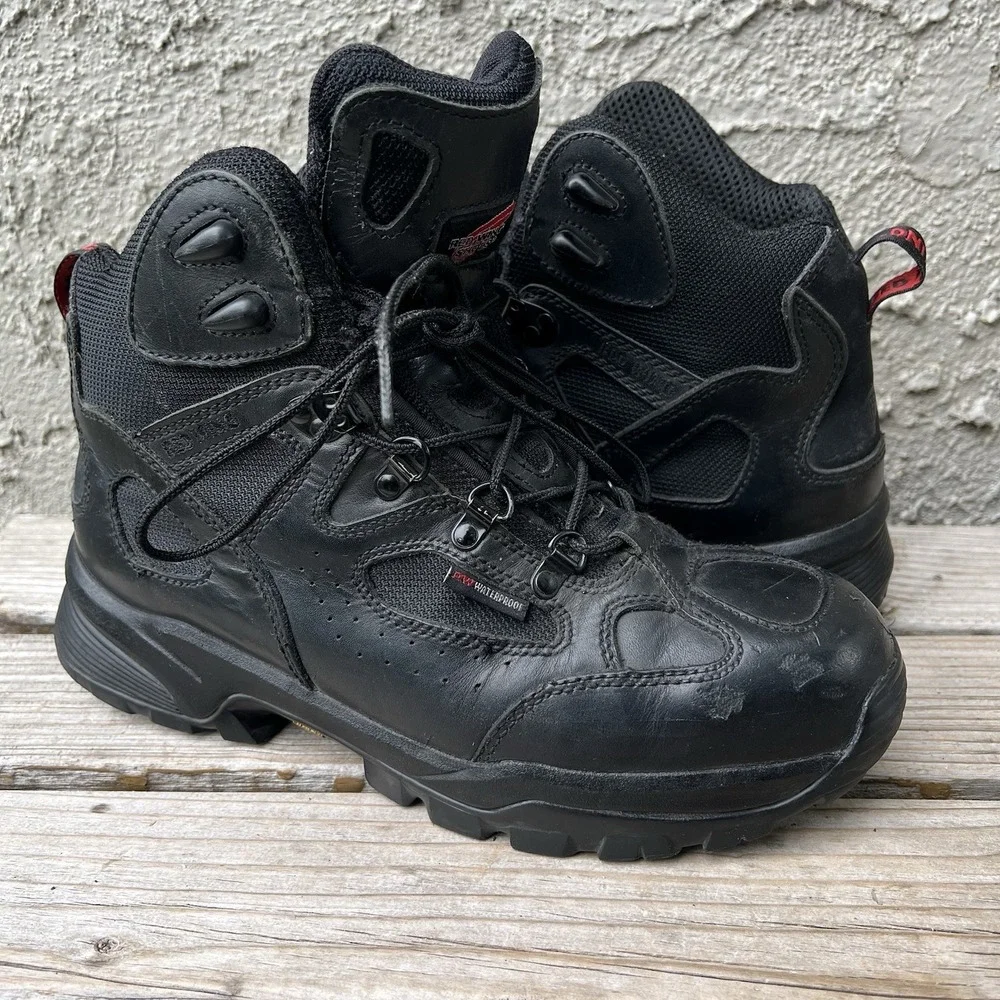 Red Wing Shoes Men Size 8.5 Black Steel Toe Work Hiking Hi Top 6690 Vibram Soles
